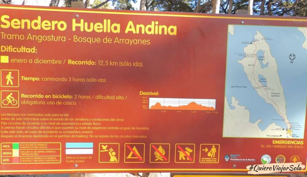 Cartel informativo del sendero Huella Andina