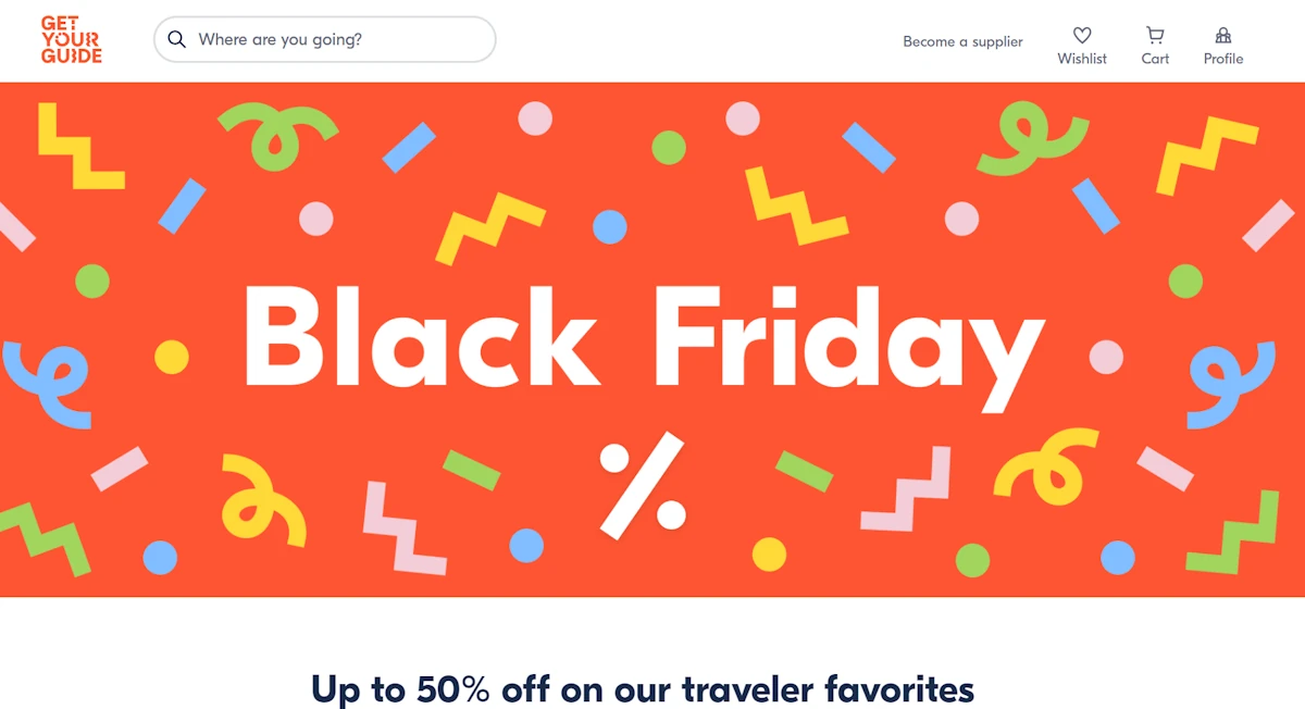 Get Your Guide descuentos 50% Black Friday