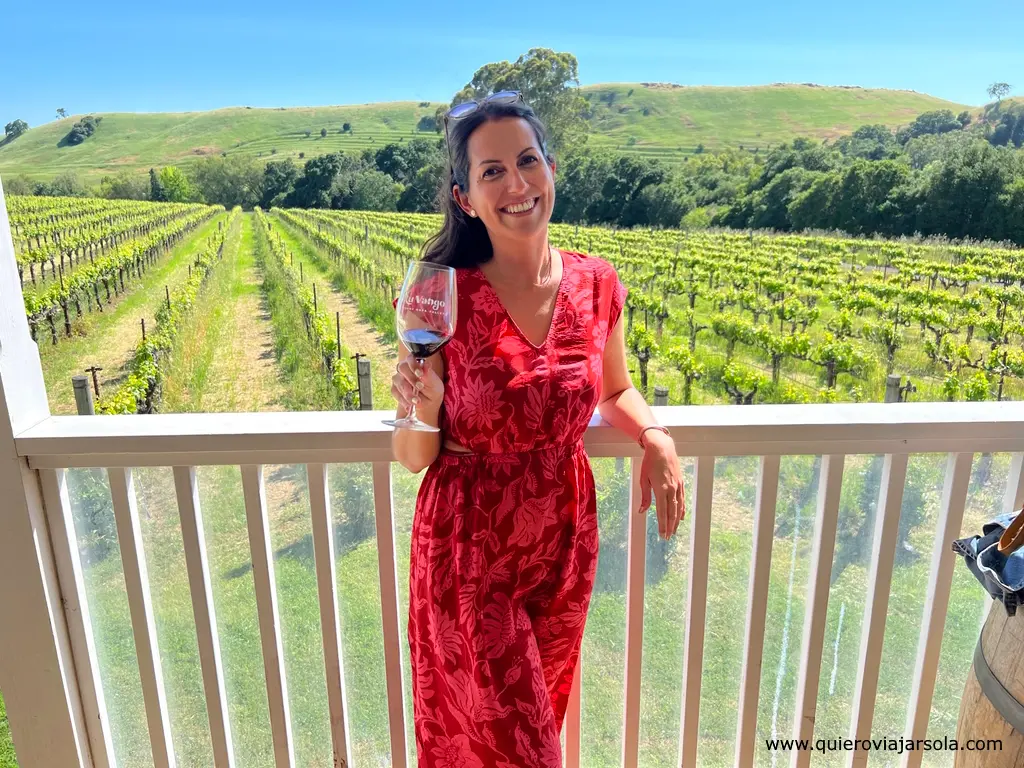 Yo tomando un vino en la bodega Ru Vango en el Valle de Napa