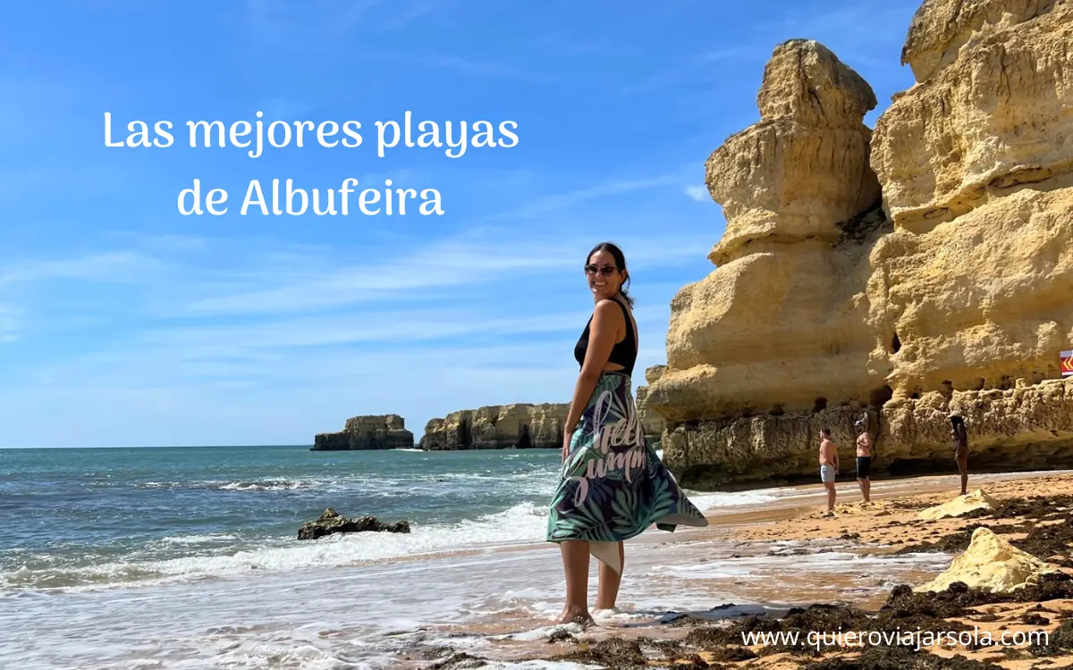 Yo en una playa de Albufeira. Portada del post "Playas de Albufeira"