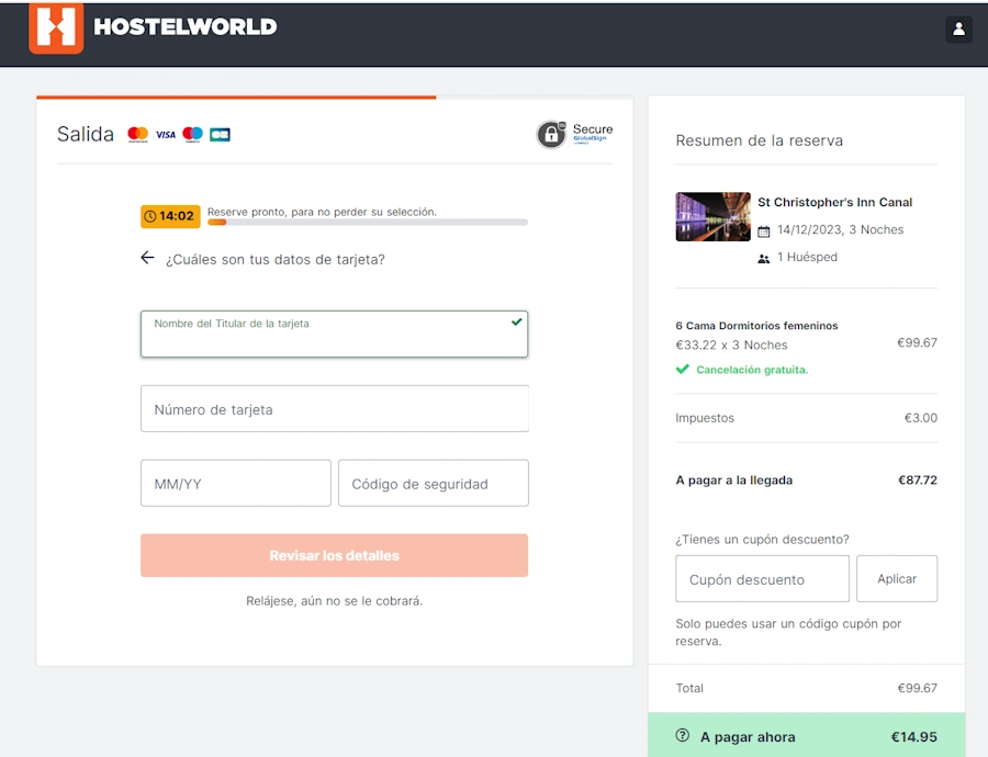 Hostelworld Reserva